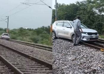 Viral Video : 34 साल की महिला का बड़ा कांड! रेलवे पटरी पर दौड़ाई कार, बदला गया कई ट्रेनों का रूट
