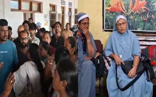 CG News : रेलवे स्टेशन पर मानव तस्करी – धर्मांतरण का आरोप, बजरंग दल का हंगामा, दो नन और युवक के खिलाफ FIR