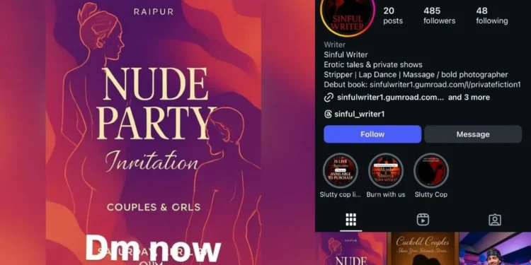 राजधानी रायपुर में आज न्यूड पार्टी का आयोजन, बिना कपड़ों के आएंगे युवक – युवती, इंस्टाग्राम पर भेजे जा रहे इनविटेशन