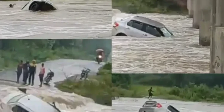 CG News : बारिश का कहर, उफनते नाले में बह गयी कार, मौत के मुंह में जाने से बाल – बाल बचे कार सवार तेज बहाव में तैरकर बचाई जान