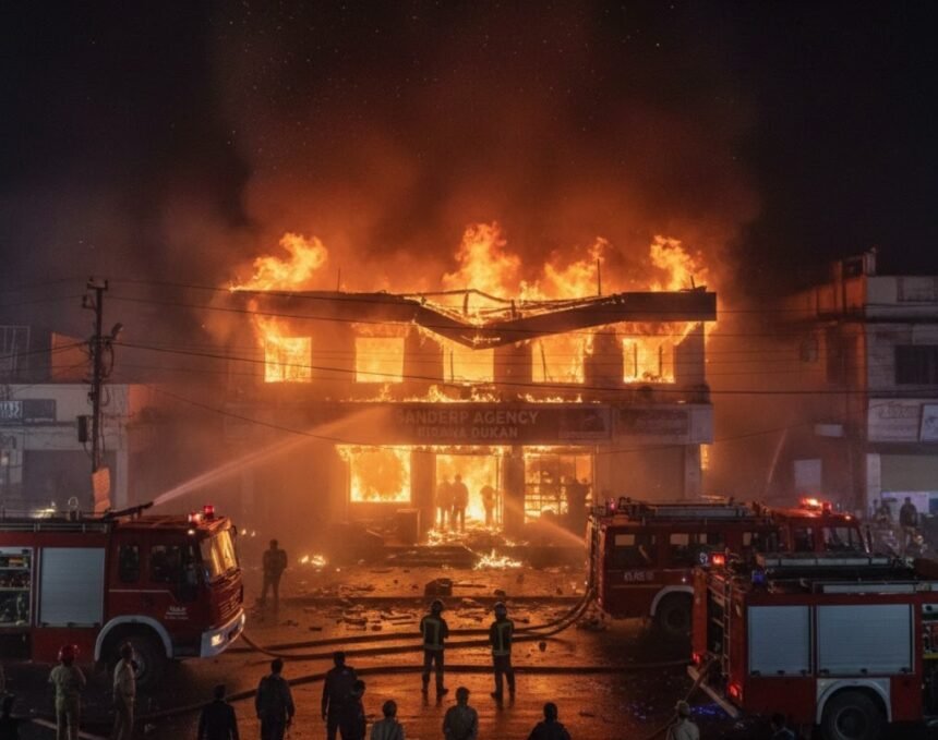 CG News : किराना दुकान में भीषण आग का तांडव, लाखों की संपत्ति राख