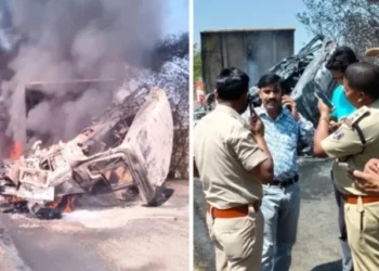 CG Road Accident : ट्रक और ट्रेलर के बीच जोरदार टक्कर, ट्रेलर के केबिन में फंसे चालक की जिंदा जलकर मौत