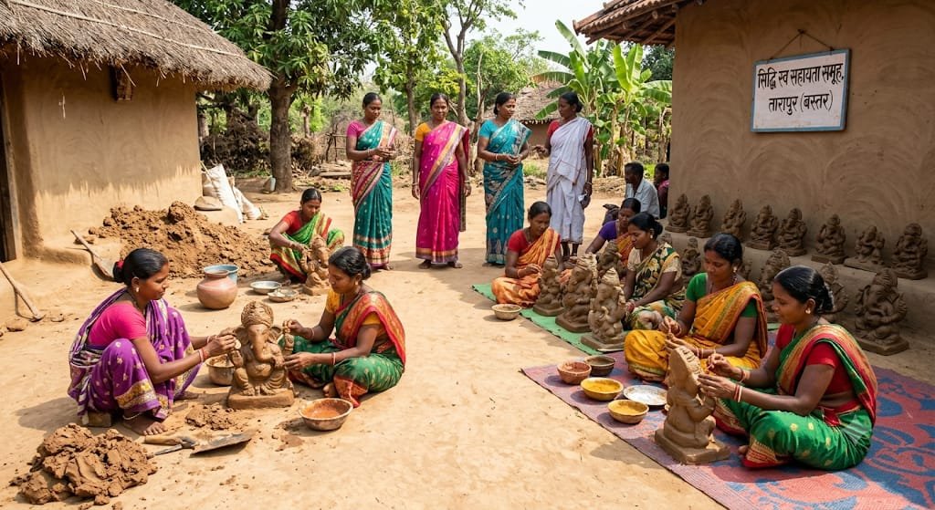 गणेशोत्सव में बस्तर की महिलाओं का कमाल इको-फ्रेंडली मूर्तियां बेचकर कमाए 1.80 लाख रुपये
