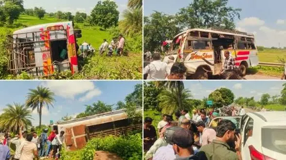 CG Road Accident : बेहद दर्दनाक हादसा … यात्री बस पलटी, कंडक्टर की मौत, कई घायल