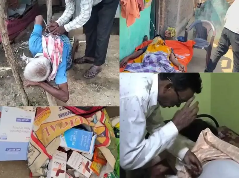 CG : बुजुर्ग को जानवर की तरह लेटाकर झोलाछाप ने लगाया इंजेक्शन, एक मरीज को चढ़ाई स्लाइन, स्वास्थ्य विभाग से मिलीभगत का आरोप